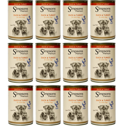 Simpsons Premium Duck & Turkey Casserole - wet dog food, duck, turkey, and vegetables, grain-free