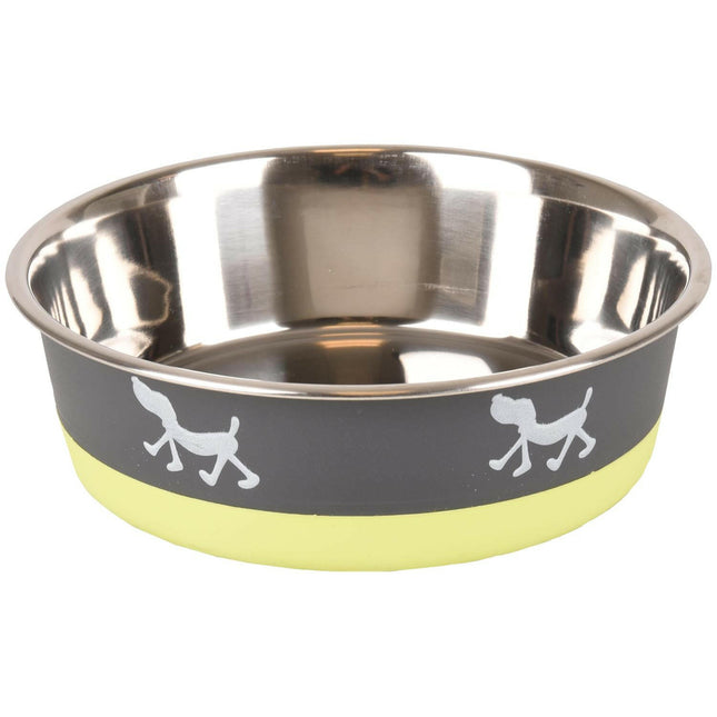 Flamingo Silhouette Bowl - steel bowl for dogs with a non-slip base.