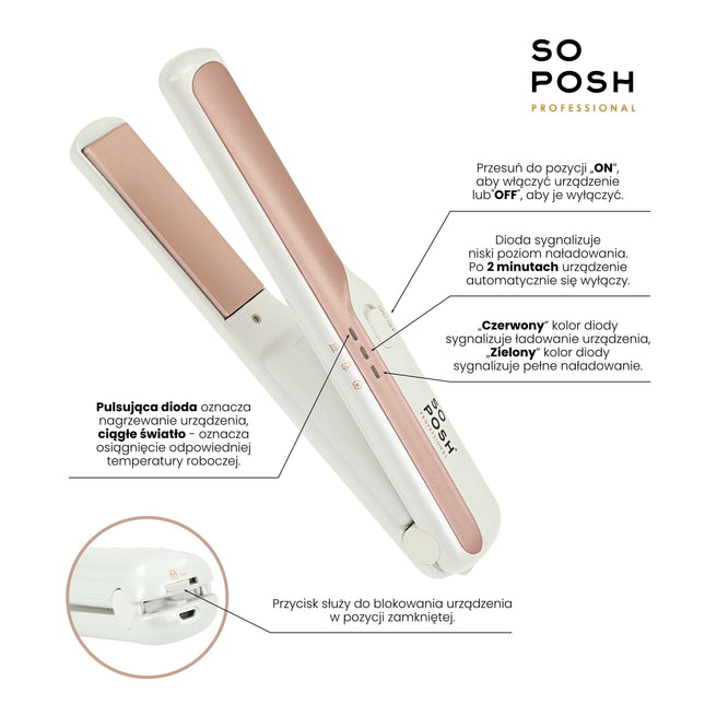 So Posh Ceramic Cordless Hair Straightener - professional cordless straightener with a ceramic coating.