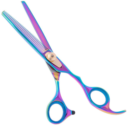 Geib Gold Rainbow Kiss Thinning - high-quality single-sided thinning shears with a rainbow finish, 42 teeth