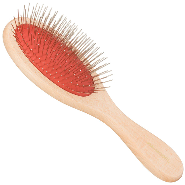 KW Pin Brush Medium - wooden brush with metal pins for long-haired breeds.