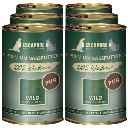 Escapure Wild Pur - wet food for dogs and cats, 100% game meat.