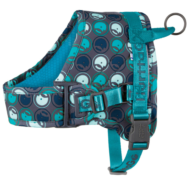 Hurtta Go Harness Sky 80 - 100cm - comfortable harness with handle, perfect for long walks.