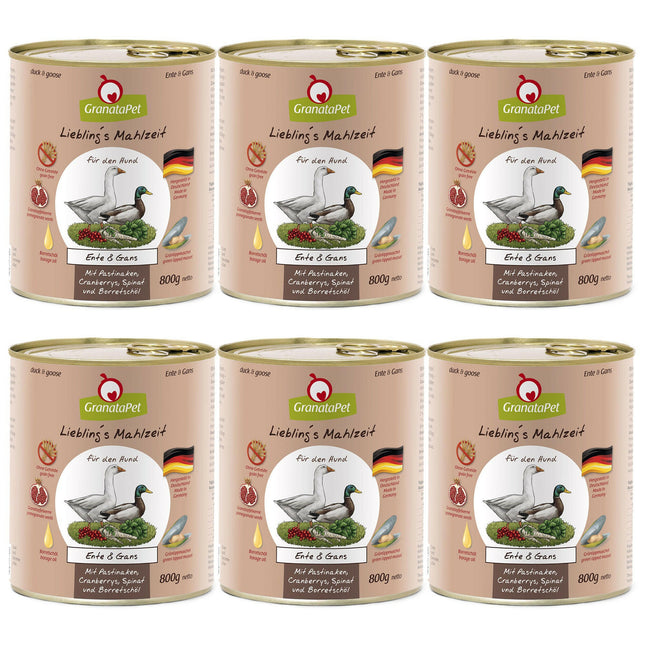 GranataPet Duck & Goose - grain-free wet dog food, duck and goose.