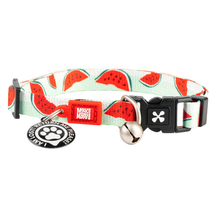 Max&Molly GOTCHA! Smart ID Cat Collar Watermelon - colorful collar for cats with a smart Tag pendant