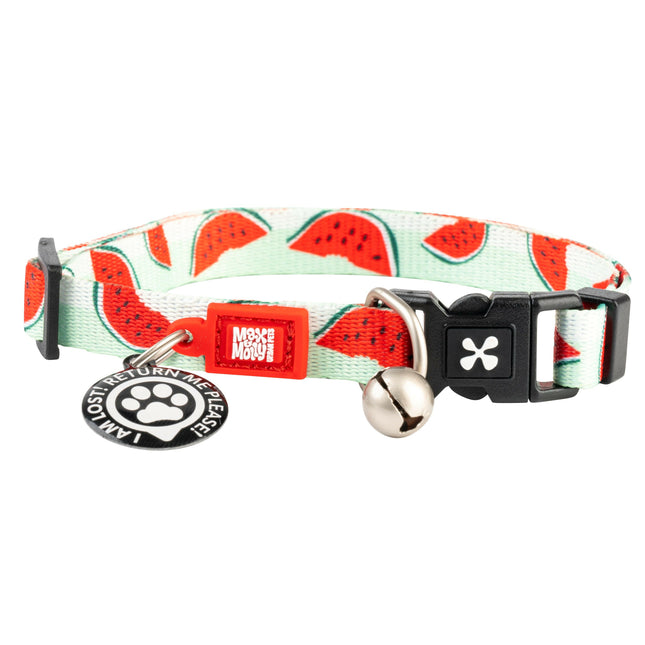 Max&Molly GOTCHA! Smart ID Cat Collar Watermelon - colorful collar for cats with a smart Tag pendant.