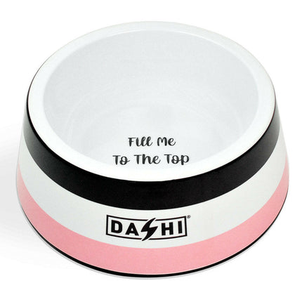 Dashi Stripes Pink & Black Bowl - melamine bowl for dogs and cats.