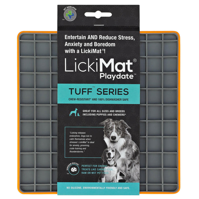LickiMat Tuff Playdate - licking mat for dogs, checkered pattern.