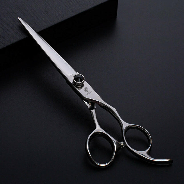 Jargem Straight Scissors - straight grooming scissors with an ergonomic handle and decorative screw.