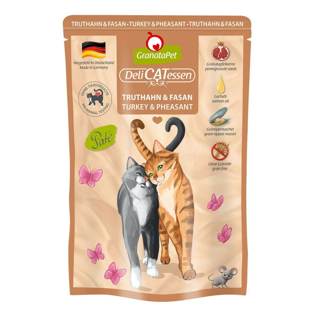 GranataPet DeliCatessen Turkey & Pheasant - grain-free wet food with turkey and pheasant, pouches for cats.