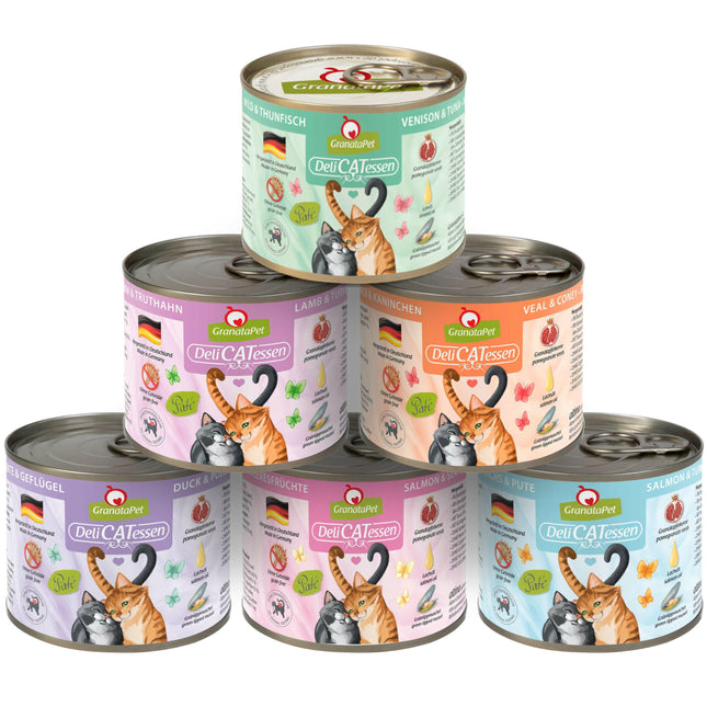 GranataPet DeliCatessen Food Set - Grain-Free Wet Cat Food, Mix of 6 Flavors, Set 1.