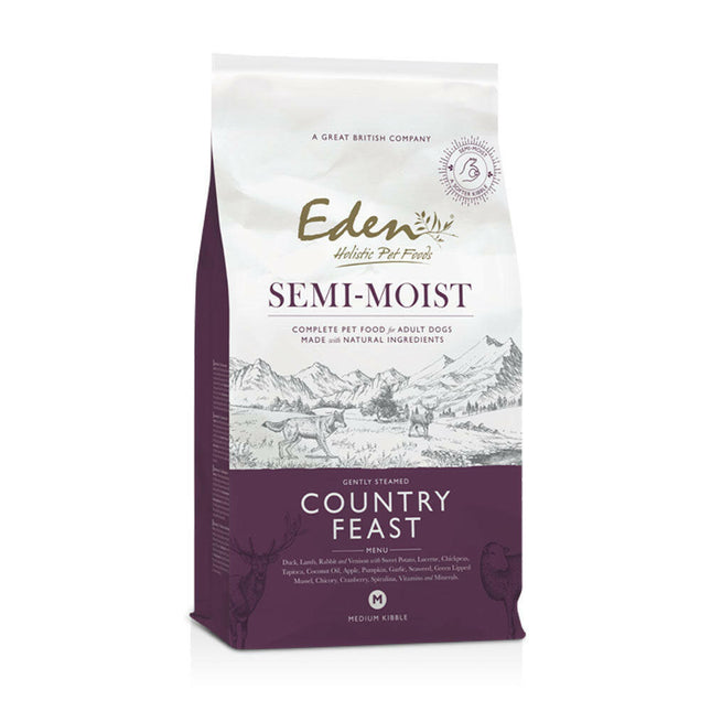 Eden Country Feast - semi-moist dog food with duck, lamb, rabbit, and game..
