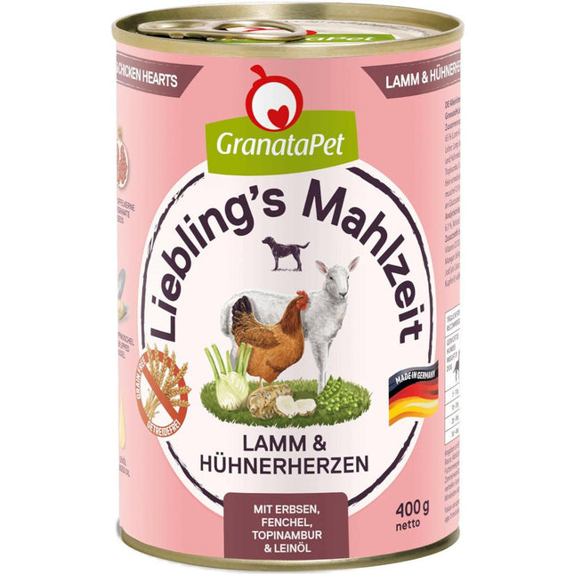 GranataPet Lamb & Chicken Hearts - grain-free wet dog food - lamb and chicken hearts.