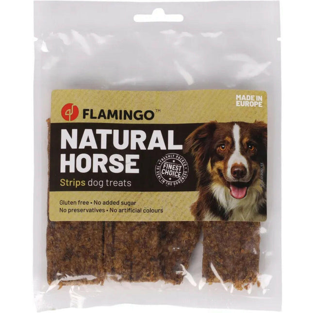 Flamingo Natural Horse - natural dog treats, horse meat strips.