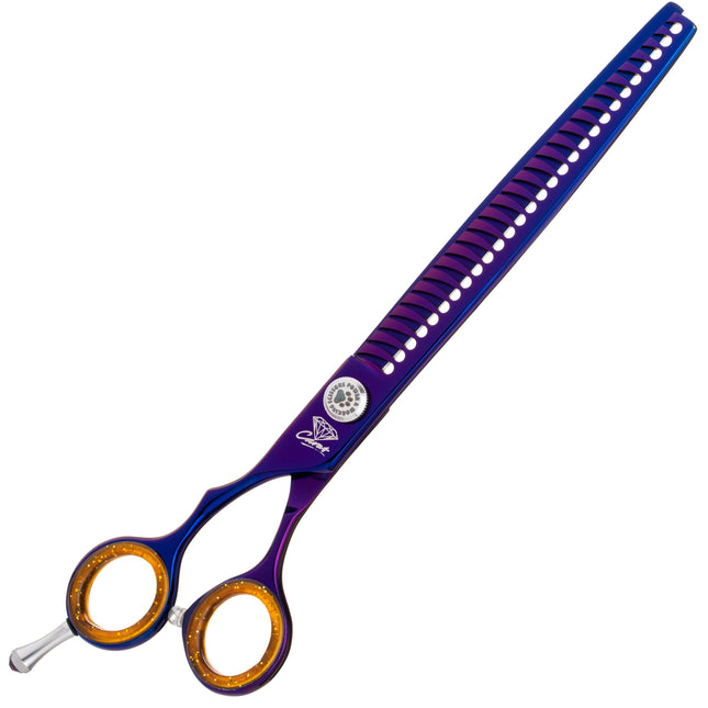 P&W Carat Lefty Chunker Scissors - left-handed thinning scissors with micro-serration, 28 teeth.