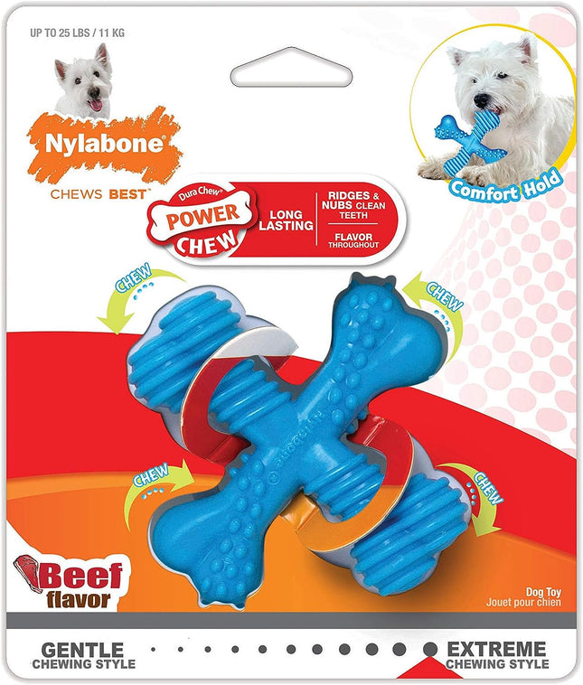 Nylabone Extreme X Shaped Beef Chew - tough chew toy for dogs, beef flavor