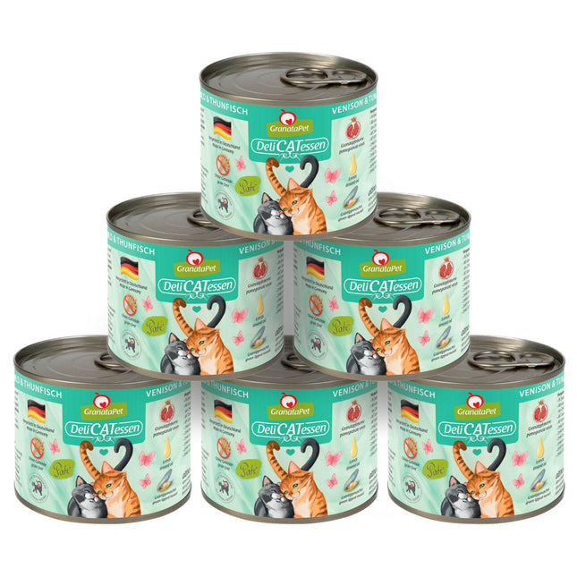 GranataPet DeliCatessen Venison & Tuna - grain-free wet food for cats, venison and tuna.
