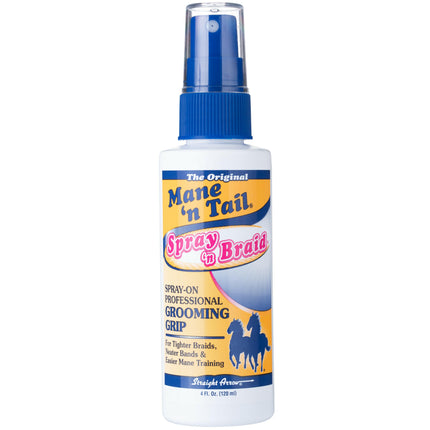 Mane'n Tail Spray & Braid - a product that facilitates braiding hair, manes, and tails for horses and dogs.