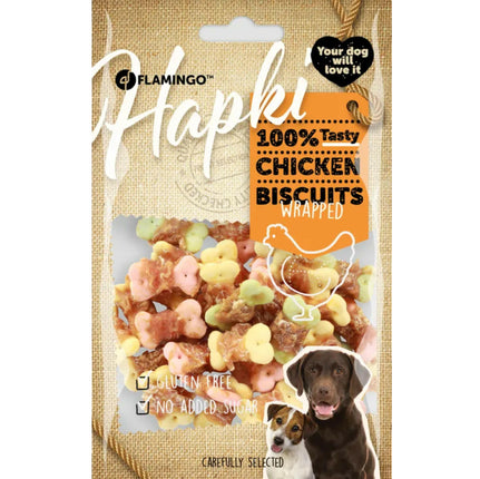 Flamingo Hapki Chicken Biscuits Wrap - colorful chicken cookies for dogs.