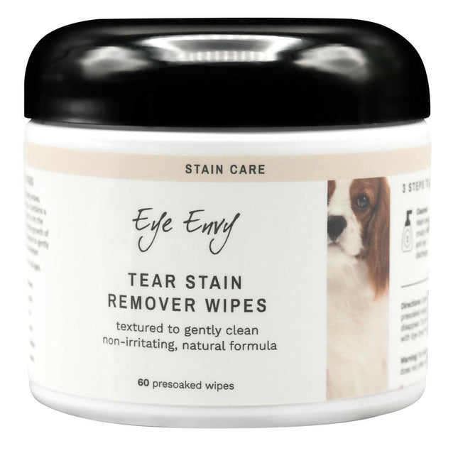 Eye Envy Tear Stain Remover Wipes for Dogs 60 pcs - wipes for removing discoloration around a dog's eyes.