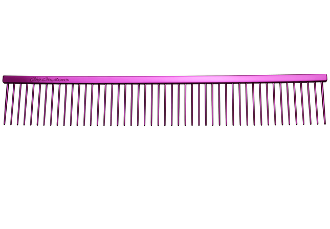 Chris Christensen Poodle Comb - professional, large metal comb with wide tooth spacing, pink.