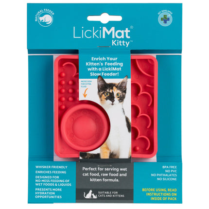LickiMat Kitty - slow feeding mat for kittens and adult cats, with built-in bowl.