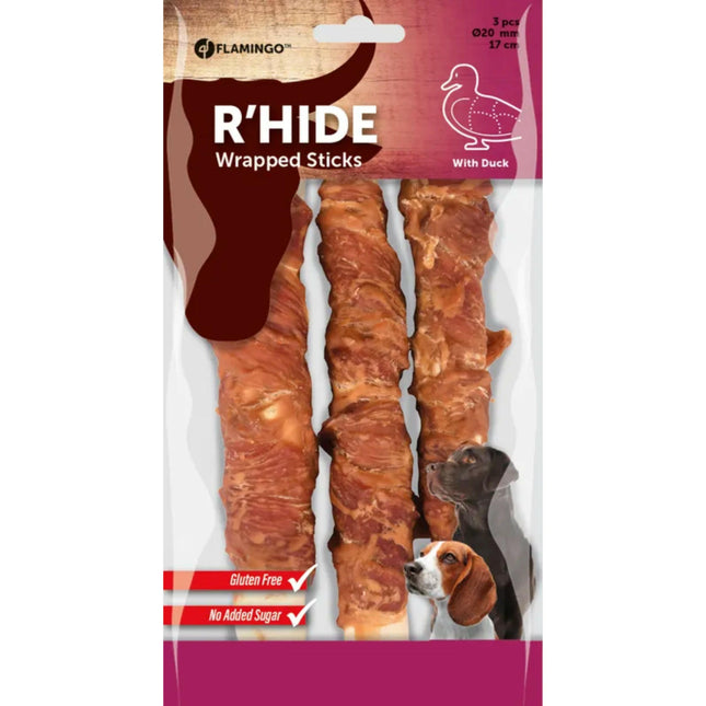 Flamingo R'hide Sticks Duck - dog treats, sticks wrapped in duck.