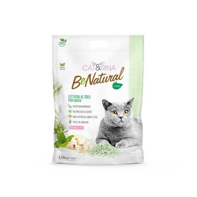Cat&Rina BeNatural Tofu Litter Tea - plant-based scented litter for cats, clumping, biodegradable pellets - 5.5L (2.45kg).