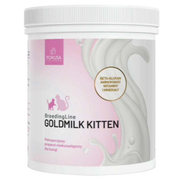 Pokusa BreedingLine GoldMilk Kitten - complete milk replacer for kittens, from the first day of life, rich in vitamins and minerals.