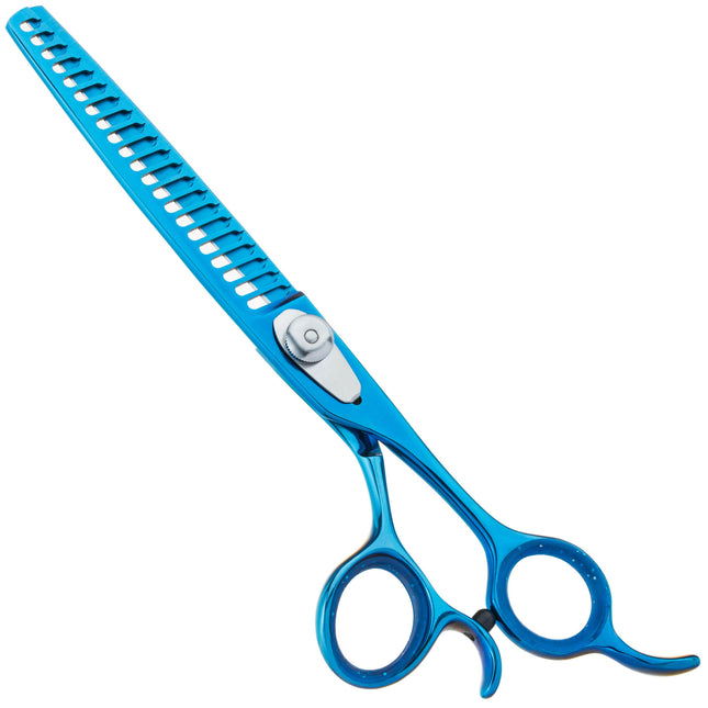 Geib Kiss Silver Blue Chunker 7.5 - single-sided grooming chunkers, blue finish, 21 teeth.