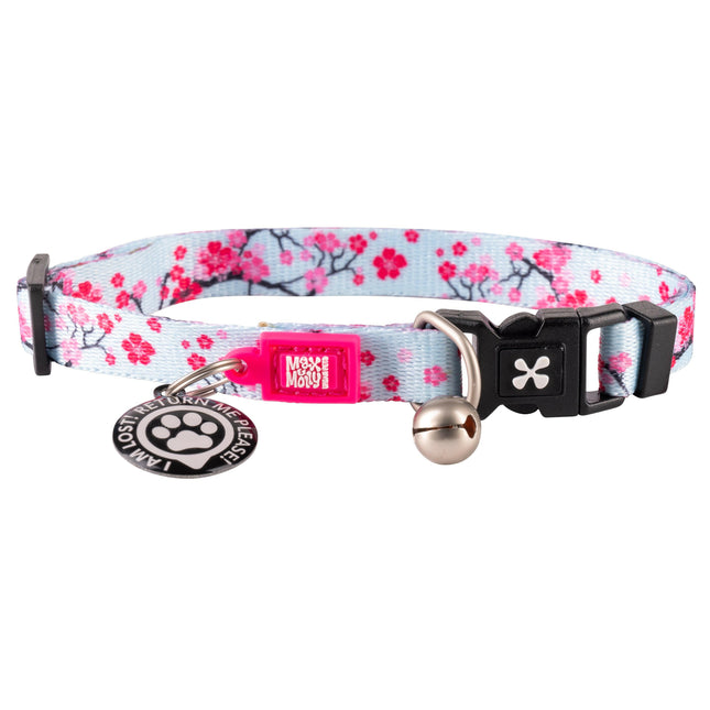Max&Molly GOTCHA! Smart ID Cat Collar Cherry Bloom - colorful collar for cats with a smart Tag pendant.