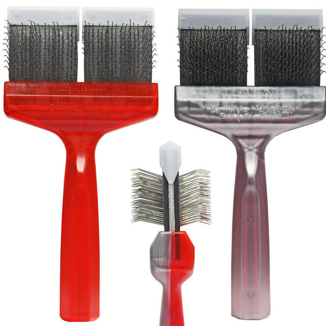 ActiVet Duo Plus UnderCoater 2-in-1 - two brushes in one, dual-sided and flexible brush for removing tangles and undercoat, for long-haired and thick-coated breeds..