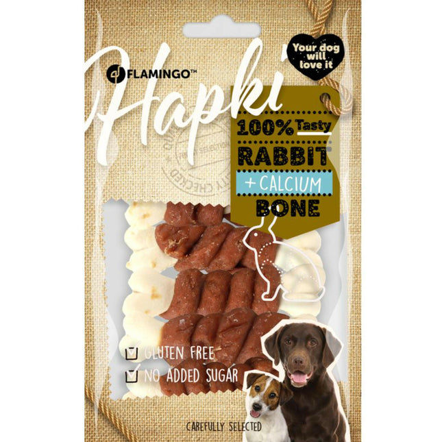 Flamingo Hapki Rabbit Calcium - dog treat, calcium cubes wrapped in rabbit meat.