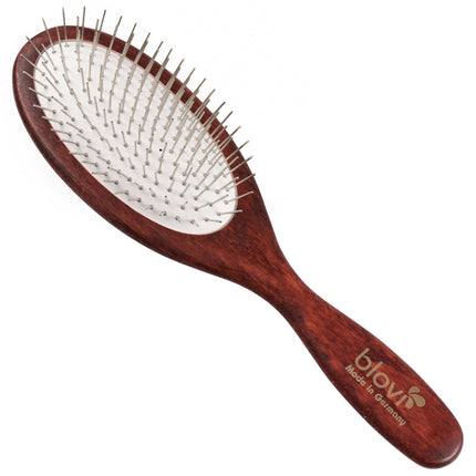 Blovi Wood Soft Pin Brush - large wooden brush with very soft metal pins (Yorkshire Terrier, Maltese, Shih Tzu).