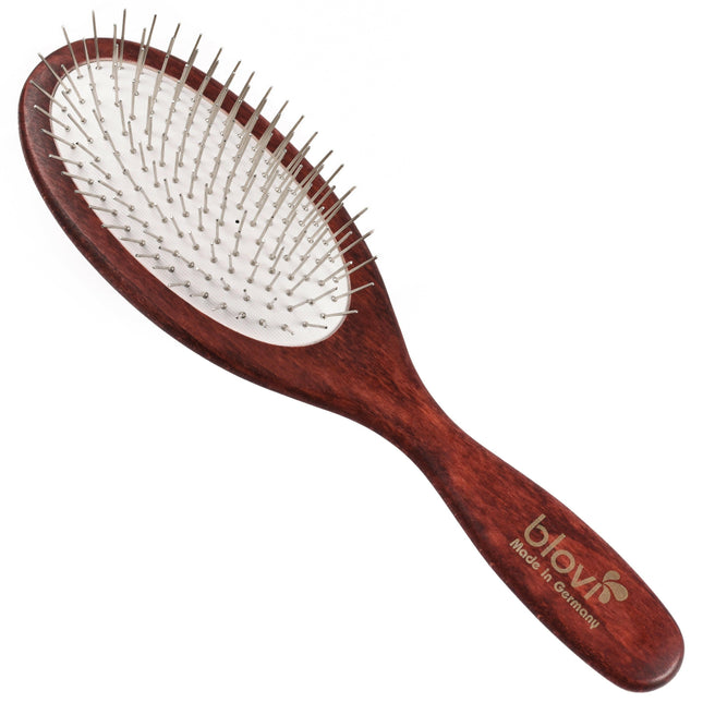 Blovi Wood Soft Pin Brush - large wooden brush with very soft metal pins (Yorkshire Terrier, Maltese, Shih Tzu).
