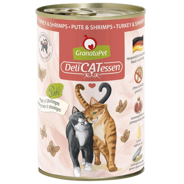 GranataPet DeliCatessen Turkey & Shrimps - grain-free wet food for cats, turkey and shrimp.