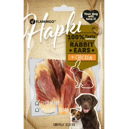 Flamingo Hapki Rabbit Ears Chicken - natural treat for dogs, rabbit ears with chicken.