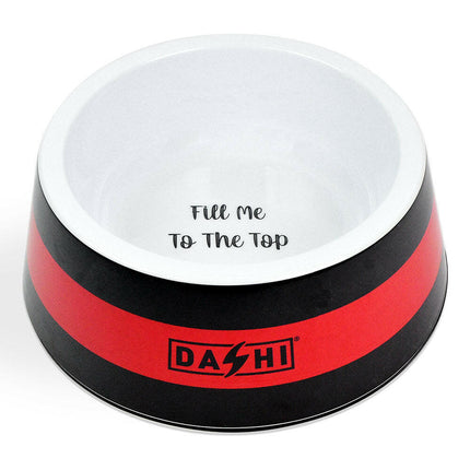 Dashi Stripes Red & Black Bowl - melamine bowl for dogs and cats.