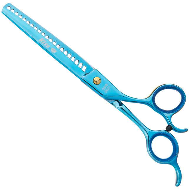 Geib Kiss Gold Blue Chunker 7.5 - single-sided grooming chunkers with a blue finish, 21 teeth.