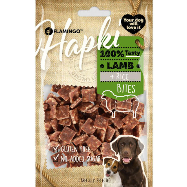 Flamingo Hapki Lamb Rice Bites - dog treats, lamb and rice.