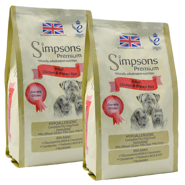 Simpsons Premium Adult Chicken & Rice - food for adult dogs, chicken and rice.