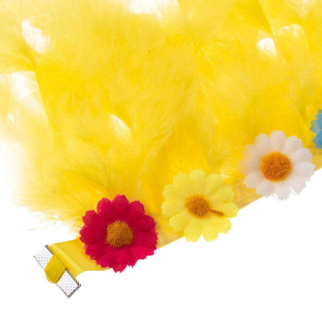 Happy Heads Decorative Grooming Collar - Yellow Feathers with Flowers.