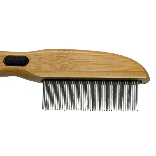 Bamboo Groom Rotating Pin Comb with 41 Pins - bamboo comb for dogs and cats, 41 rotating pins.