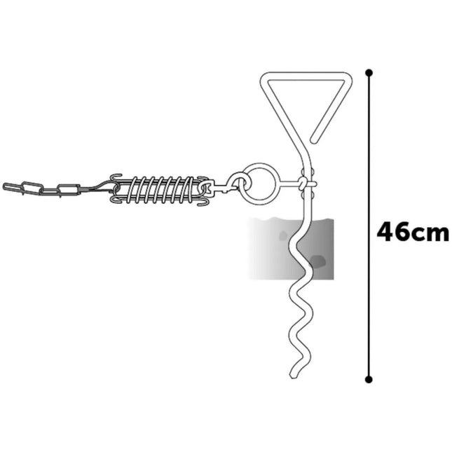Flamingo Tie Out Stake Igla - metal stake for tying up dogs, with a 7.5m steel training cable and shock absorber.