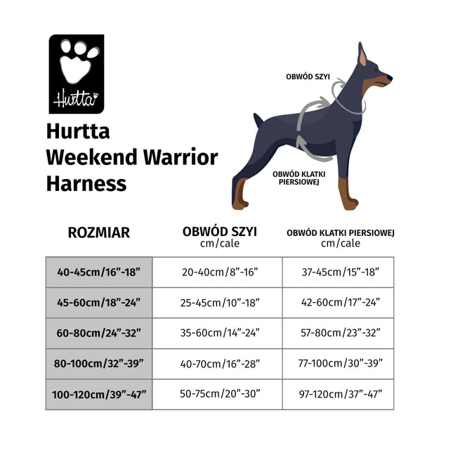 Hurtta Weekend Warrior Harness Raven - harness for active dogs - 60 - 80cm.