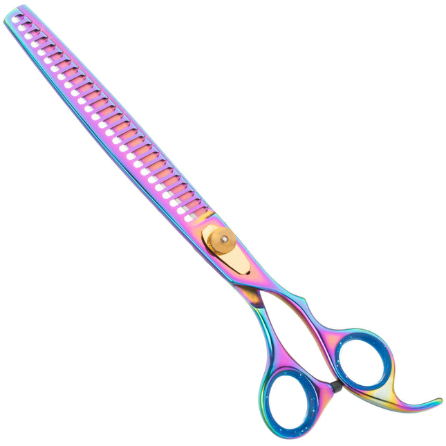 Geib Rainbow Kiss Chunker - high-quality grooming thinning shears with a rainbow finish, 26 teeth.