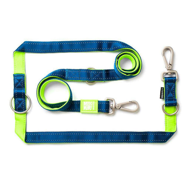 Max&Molly Multi-Leash Matrix Lime Green - adjustable dog leash with reflective stitching, 200cm.