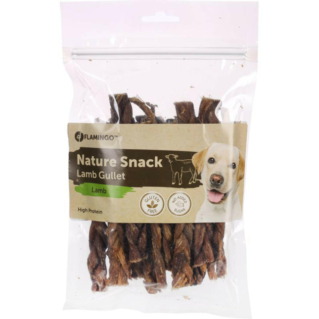 Flamingo Nature Snack Lamb Gullet - dog treats, natural lamb esophagus.