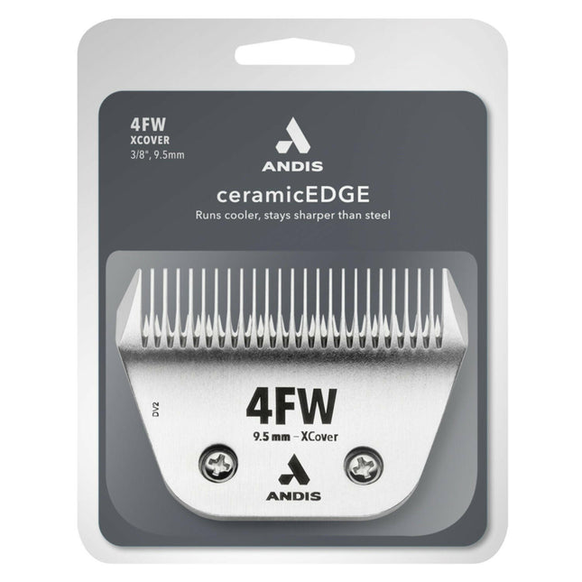 Andis Ceramic EDGE 4FW XCover Wide Blade - wide ceramic blade for Snap-On clippers, chrome-plated steel.