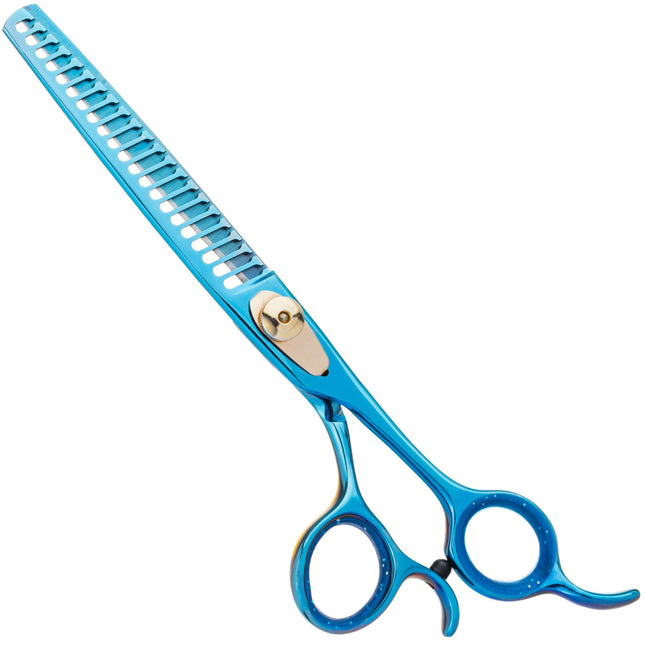 Geib Kiss Gold Blue Chunker 7.5 - single-sided grooming chunkers with a blue finish, 21 teeth.